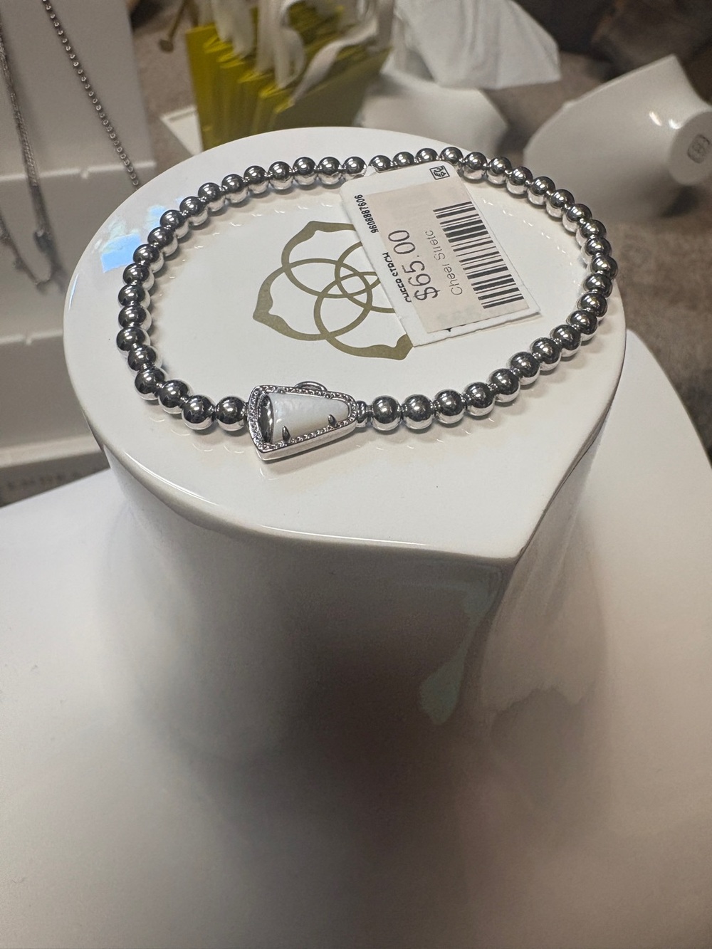 Kendra Scott Silver Beaded white Megaphone Bracelet